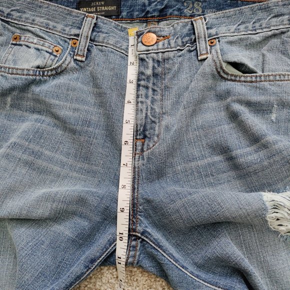 J. Crew Vintage Straight Raw Frayed Jeans High Rise Destroy Size 28R - Picture 11 of 15
